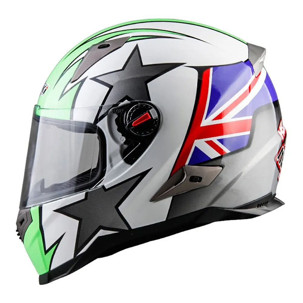 Мотоциклетный шлем NENKI шлем для мотокросса унисекс модный Граффити Дышащий комфортный Краш шлем мото полный шлем для мотоциклистов - Цвет: UK Stars
