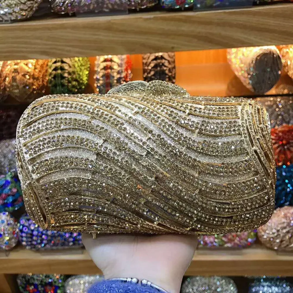 

XIYUAN red/blue/gold/silver Diamond women Small Evening Bag Wedding Metal Clutches Minaudiere Handbags Purses Bridal Crystal bag