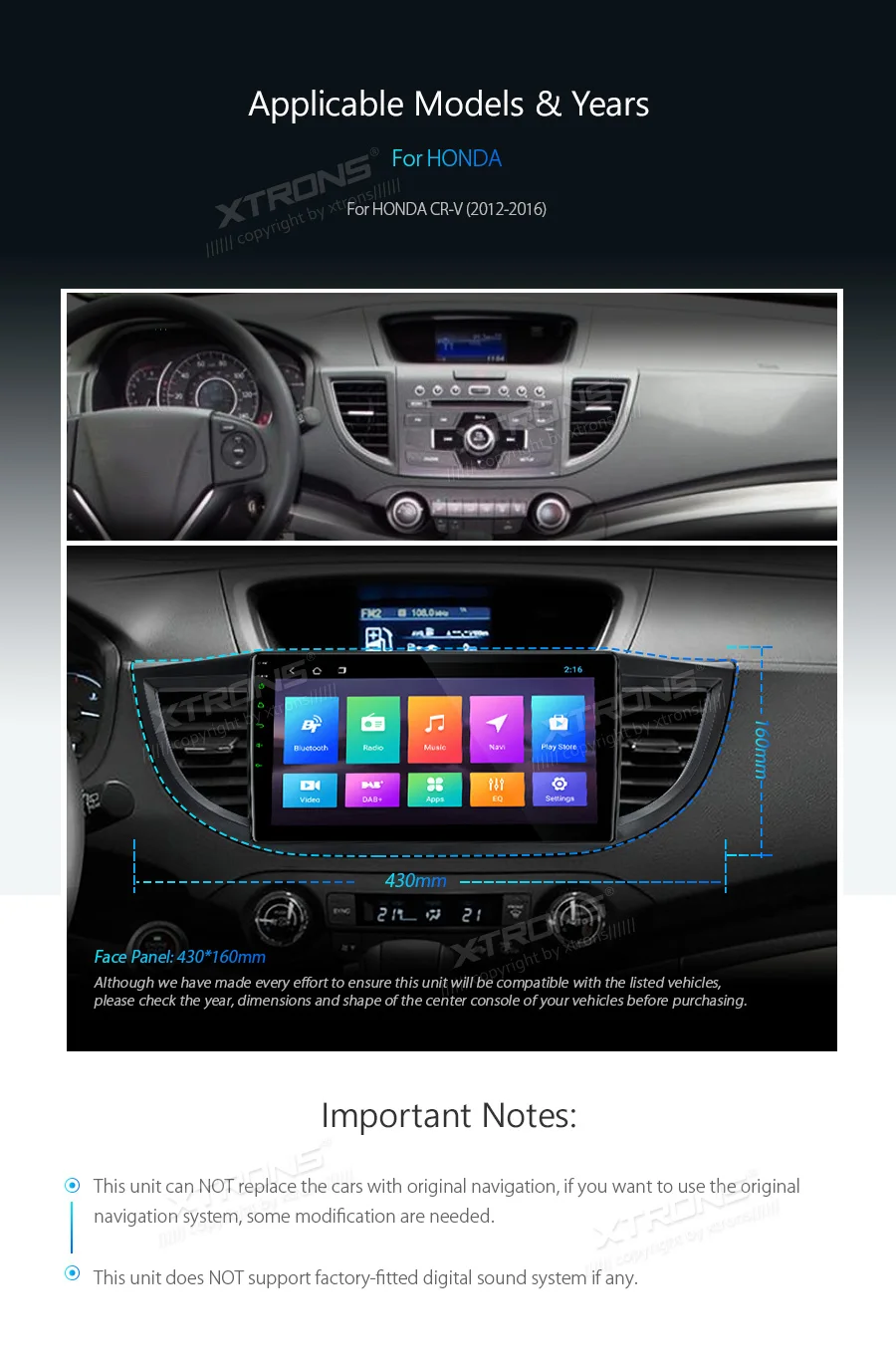 Perfect XTRONS 10.1" 1din Android 8.1 car Multimedia System stereo for Honda CR-V 2012 2013 2014 2015 2016 RCA GPS Navigation NO DVD 2