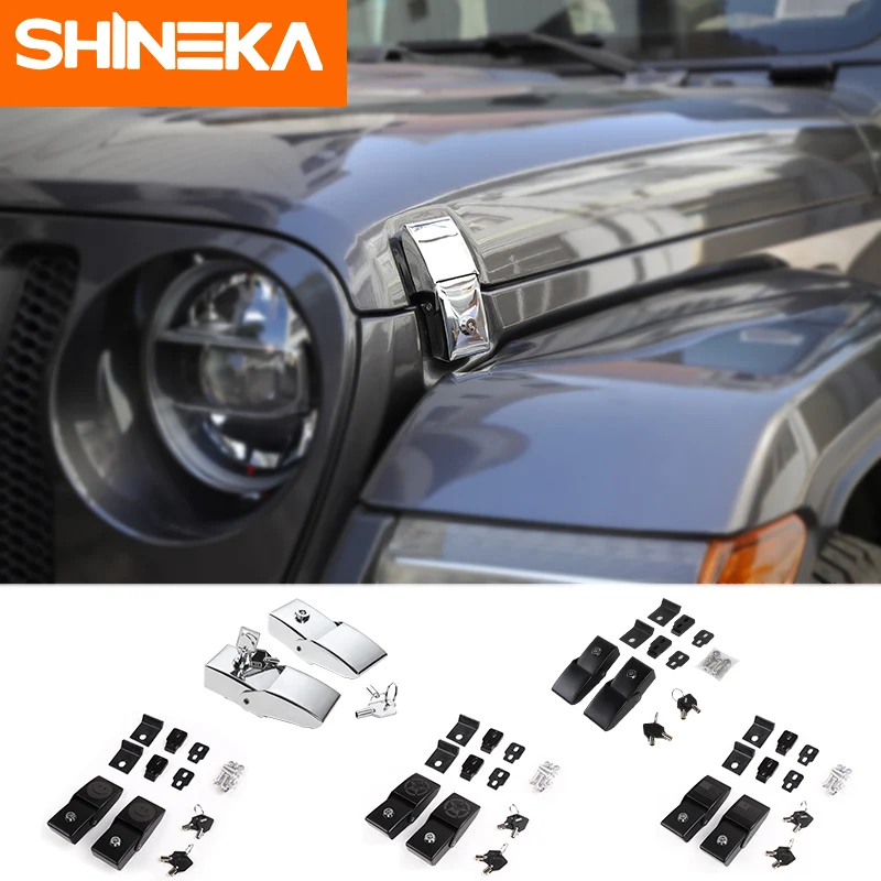 SHINEKA Car Engine Lock Cover For Jeep Wrangler JL 2018+ Car Lock Hood