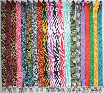 

New Cartoon Popular Leopard Ribbon Zebra butterfly pattern Phone key chain Neck Strap Keys Camera ID Card Lanyard
