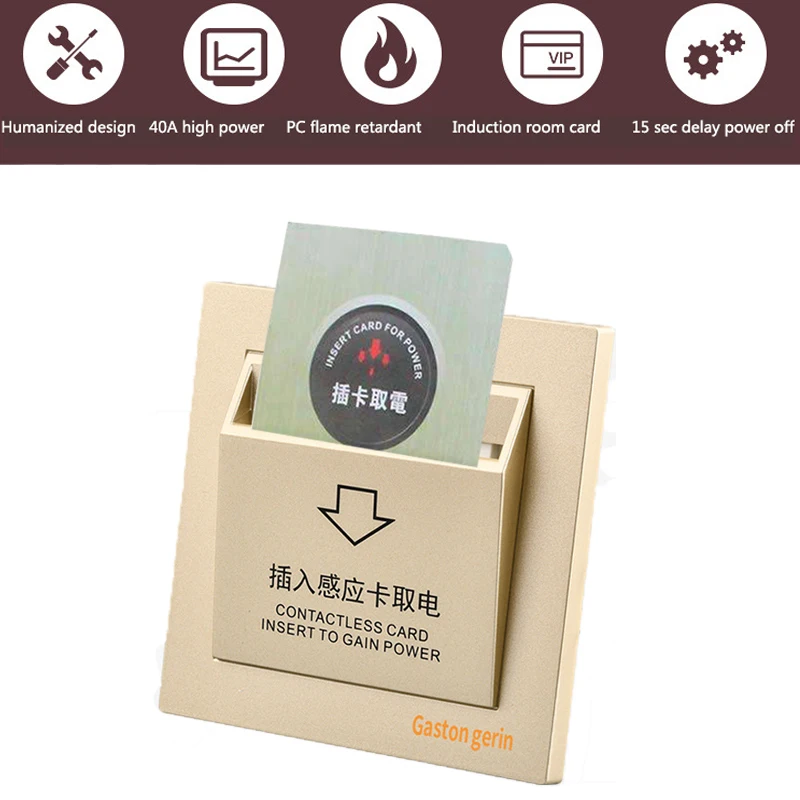 

Hotel smart card power switch 220V 40A insert key for power supply high/low frequency sensor light switch 86 type wall switches