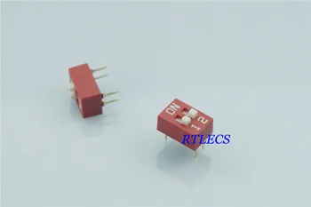 

1000pcs Dip Switches SPST 2 Position 2.54mm 0.100" pitch Through Hole Slide (Standard) Actuator raised DIP switch 2 Way