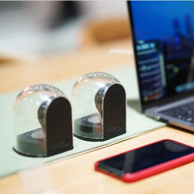 

1 Pair Magnet Bluetooth Speakers Magnet Bluetooth 4.2 Speakers with Mic Transparent Home Stereo Surround HiFi Car Audio Speaker