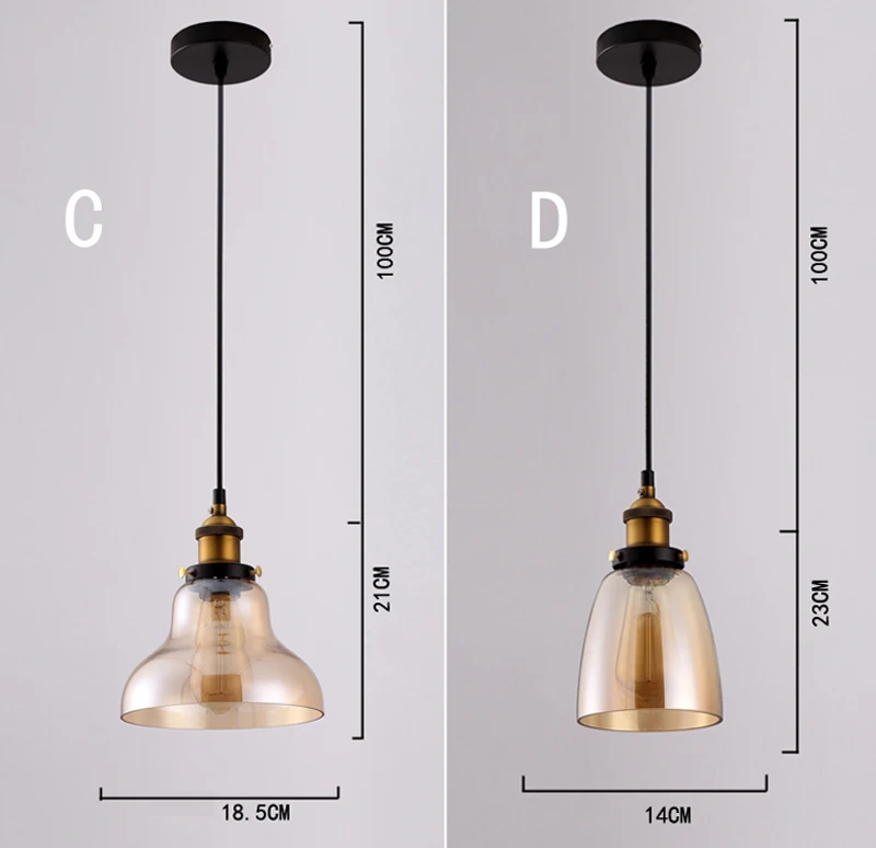Ретро Винтаж подвесные светильники из прозрачного стекла абажур Лофт подвесные лампы E27 110 В 220 В для столовой украшения дома освещение