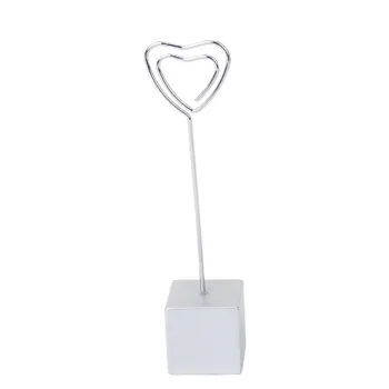 

Silver Cube Resin Base Map Image Photo Clip Holder Heart Shape Wire Hanger