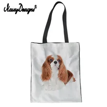 Бесшумная Дизайнерская Женская хозяйственная сумка из парусины King Charles Spaniel многоразовая белая сумочка-тоут для девушек Женская дорожная на заказ большая собака