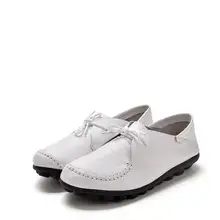 Балетки из натуральной кожи на плоской подошве; летние женские нескользящие мягкие туфли; женские гибкие лоферы на плоской подошве для медсестры; повседневная обувь; большой размер 44