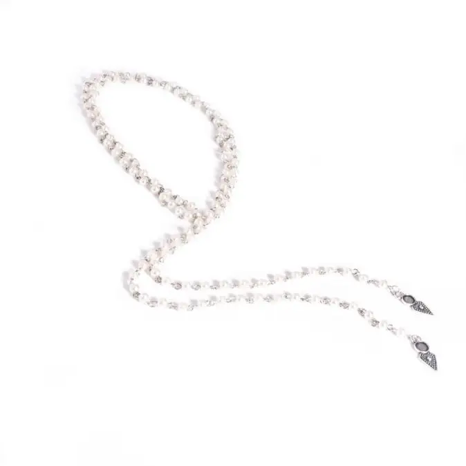 Готическое ожерелье в стиле панк с искусственным жемчугом, Длинная подвеска, ювелирное изделие для женщин, черно-белое ожерелье из бисера, подвески, подарки