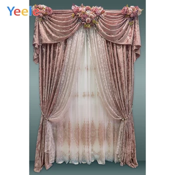 

Yeele Gray Wall Curtains Flowers Window Boudior Girl Photography Backgrounds Customized Photographic Backdrops for Photo Studio