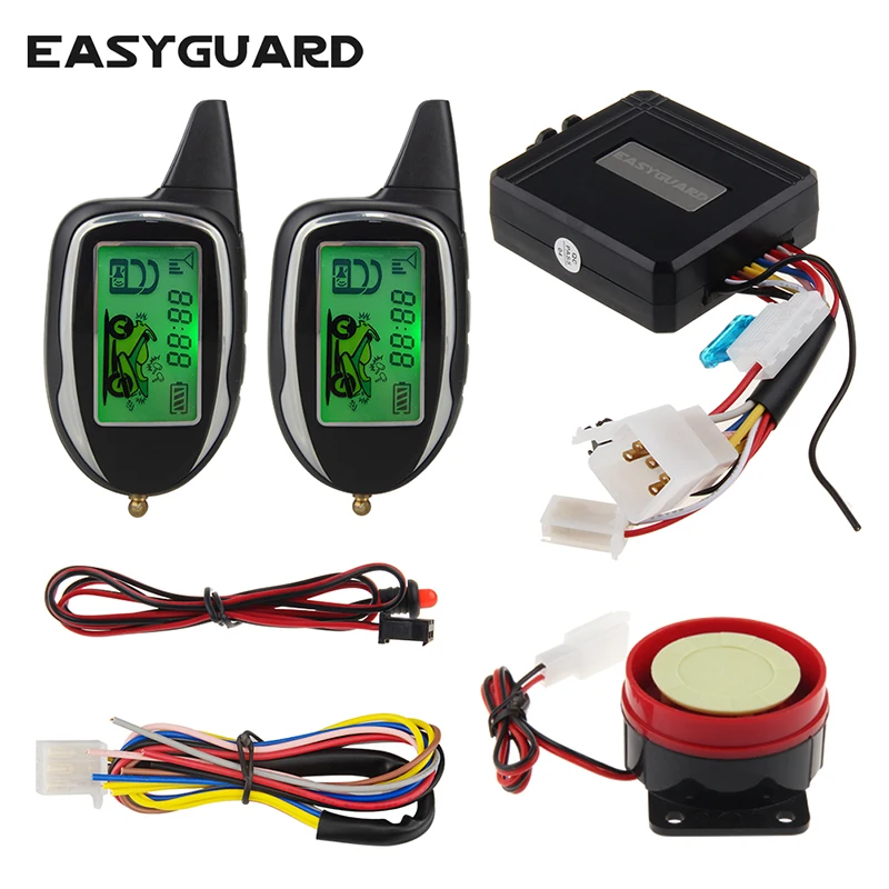 Quality 2 way motorcycle alarm system motion sensor shock sensor LCD