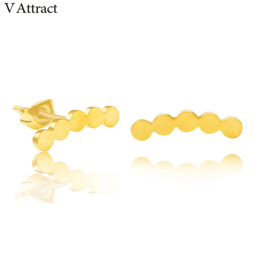 

V Attract Minimali Four Round Earring Fashion Jewelry 2018 Geometric Ear Studs Women and Men Gold Silver Punk Kolczyki Damskie