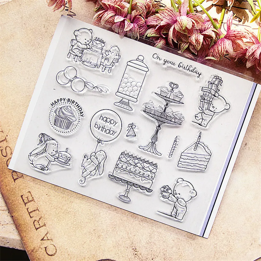 

Wholesale Transparent Clear Stamps The squirrel cake Silicone Seals Roller Stamp DIY scrapbooking photo album/Card Making