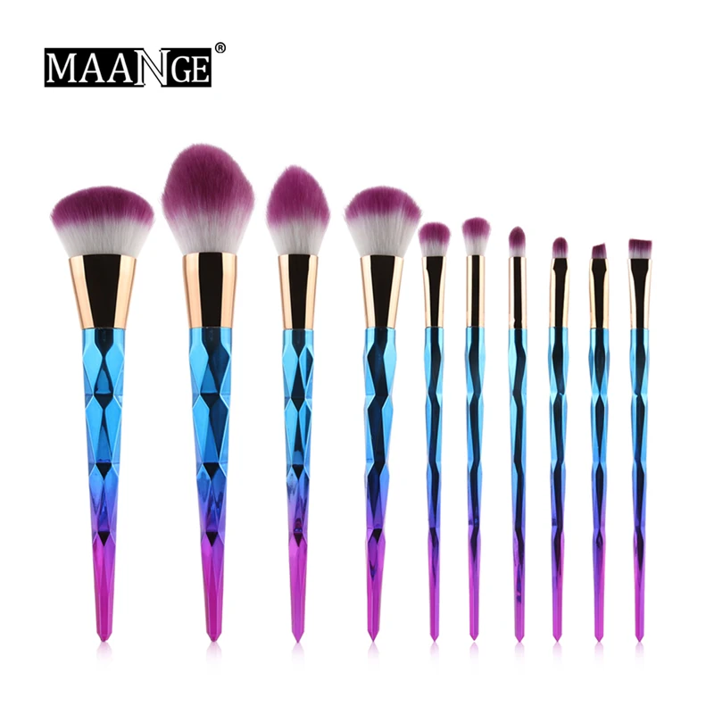 

MAANGE 10Pcs Diamond Cosmetic Brushes Eyeshadow Eyeliner Eyebrow Brush Lip Make Up Brushes kit Powder Foundation Make Up Tool