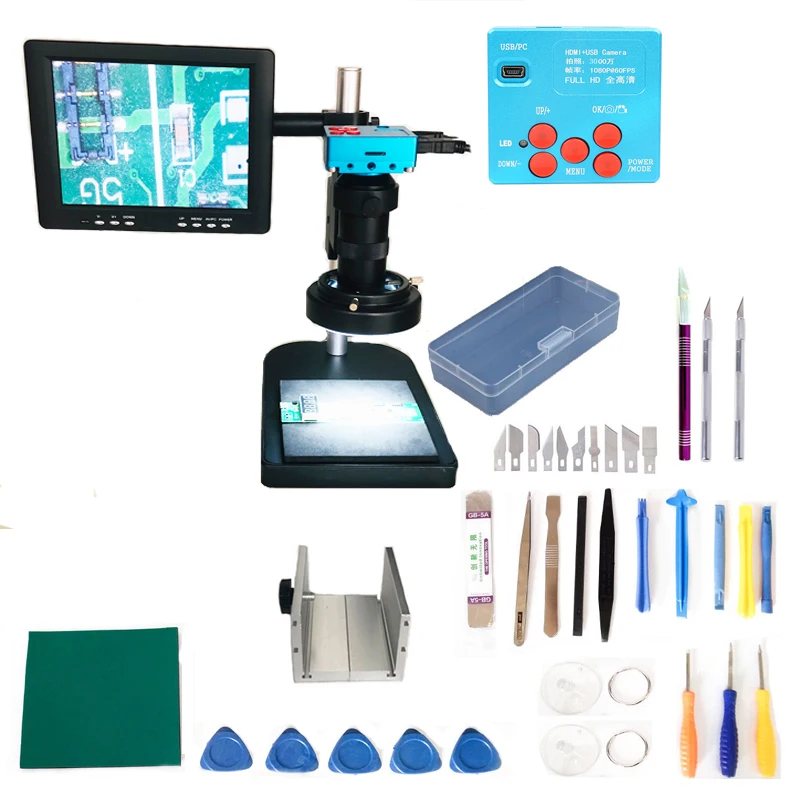 

Adjustable zoom 8X-130X C-Mount lens Soldering 30MP 1080P HDMI Digital USB Video microscope camera 8" inch LCD TV monitor screen