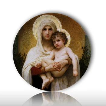 

Classical Pious Jesus Design Painting Ceramic Wall Hanging Craft Plates Dish Church Christian Faith Prayer Dish Believer Gift