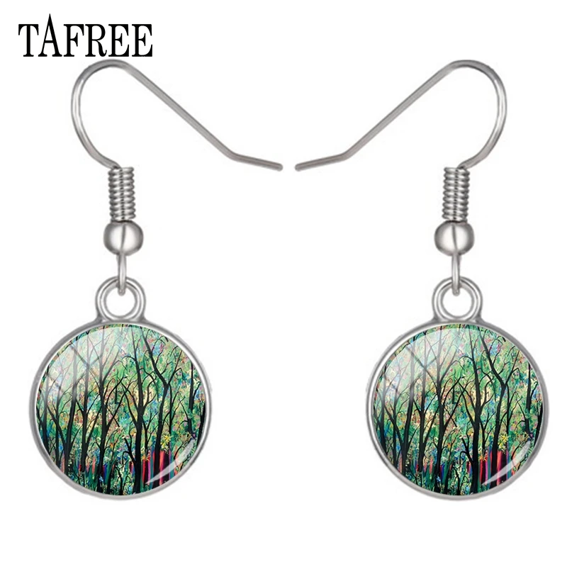 Серьги TAFREE Gree с изображением дерева для женщин очаровательные висячие серьги