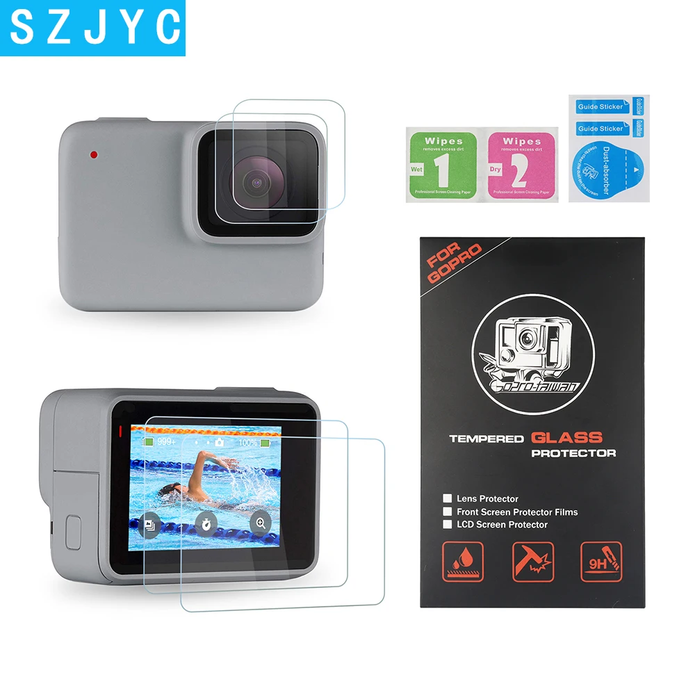 SHOOT-Double-Tempered-Glass-Lens-LCD-Screen-Protector-for-GoPro-Hero-7-Sliver-White-Camera-Protective
