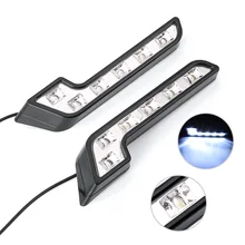 2 шт., универсальный автомобильный противотуманный светильник, источник 12 В, DRL, дневной ходовой светильник, белый, 6 светодиодный, с органической пластиковой оболочкой