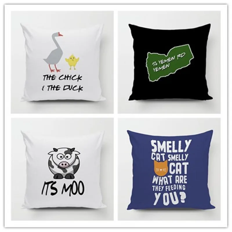 

Friend Yemen Printed Decorative Throw Pillows Case Cotton Cushion Cover Creative Decoration for Sofa Car Covers