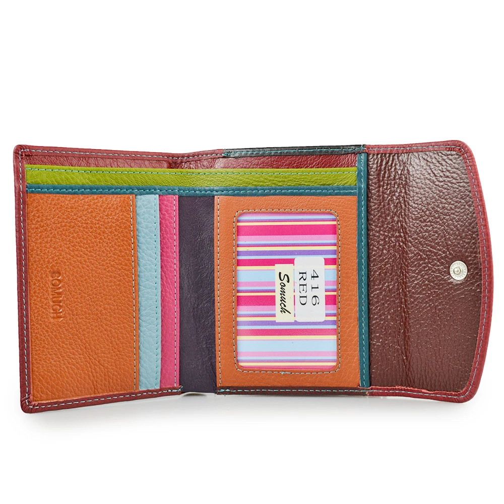 Цена Beth Cat, новинка, короткий женский кошелек из натуральной кожи, Модный женский маленький кошелек, сумка для денег, Дамский Мини держатель для к...