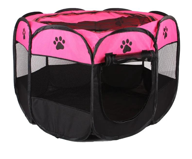 Portable Folding Pet Tent Breathable Dog Cat House Cage Playpen Puppy Kennel Easy Operation Octagonal Fence Outdoor Supplies (9)
