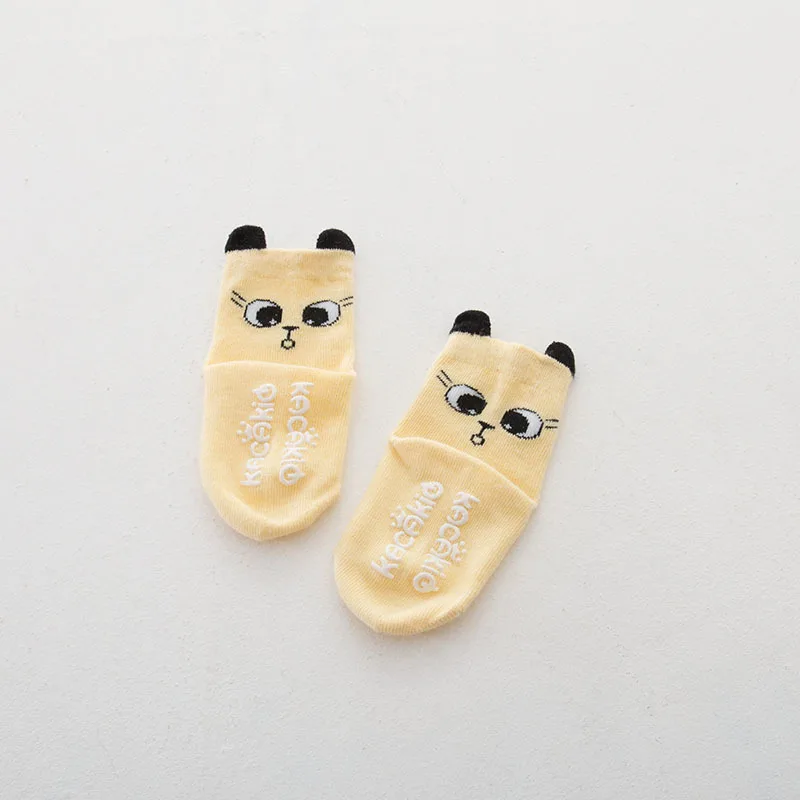 Kacakid/Хлопковые носки для новорожденных нескользящие носки с ушками для мальчиков и девочек, с героями мультфильмов, большеглазая кошка носки для младенцев - Цвет: M