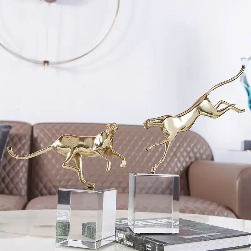 Fierce Jaguar Running Copper Sculpture 