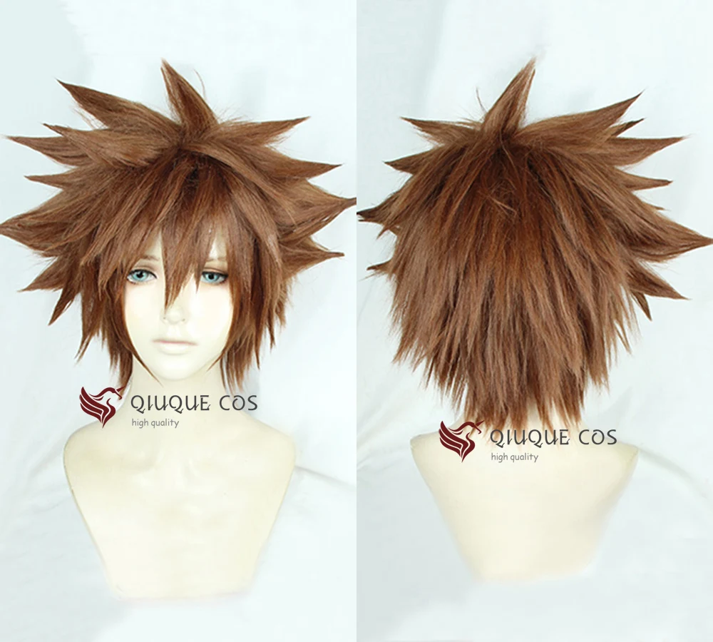 Женский короткий парик из синтетических волос Kingdom Hearts III Sora светло-коричневый