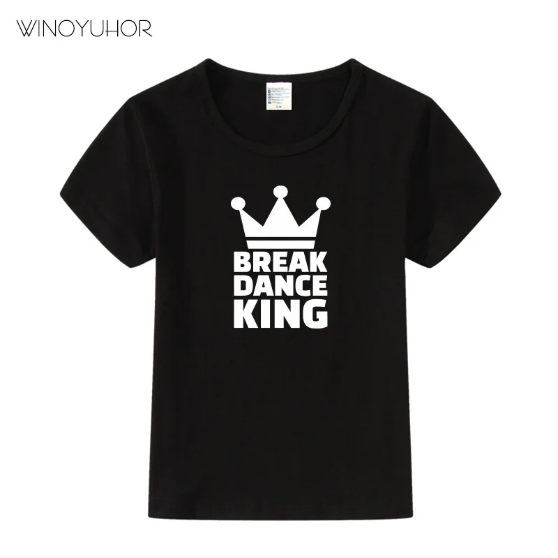 Футболка для мальчиков «Брейкданс Кинг» г. Летняя Милая футболка с короткими рукавами и круглым вырезом с рисунком короны для детей, футболки для мальчиков, топы