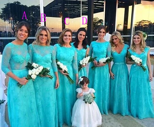 New Maid Of Honor Dresses Floor Length Long Sleeve Four