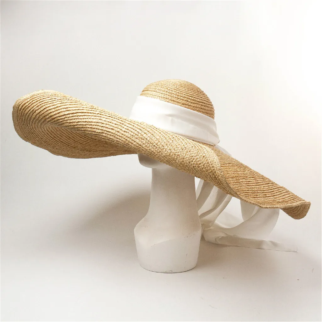 Летняя женская соломенная шляпа большой широкий пляжный навес шляпа Солнцезащитная шляпа ретро Защита от солнца УФ-излучения Панама шляпа соломенная шляпа с вышитыми буквами feminino
