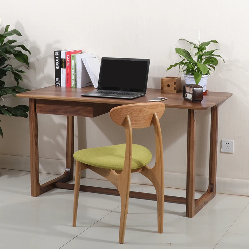 Simple European Walnut White Oak Desk Home Computer Solid Wood