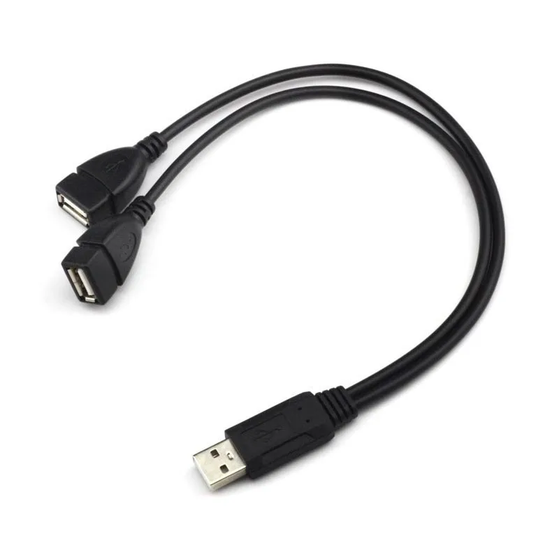 

Newly Adapter Cable USB 2.0 1 Male To 2 Dual Female Jack Y Splitter Durable Power Cord DC128