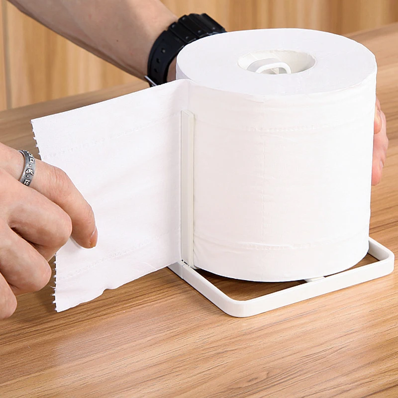 

Metal Paper Towel Stand Roll Tissue Holder Paper Rack for Kitchen Countertop White