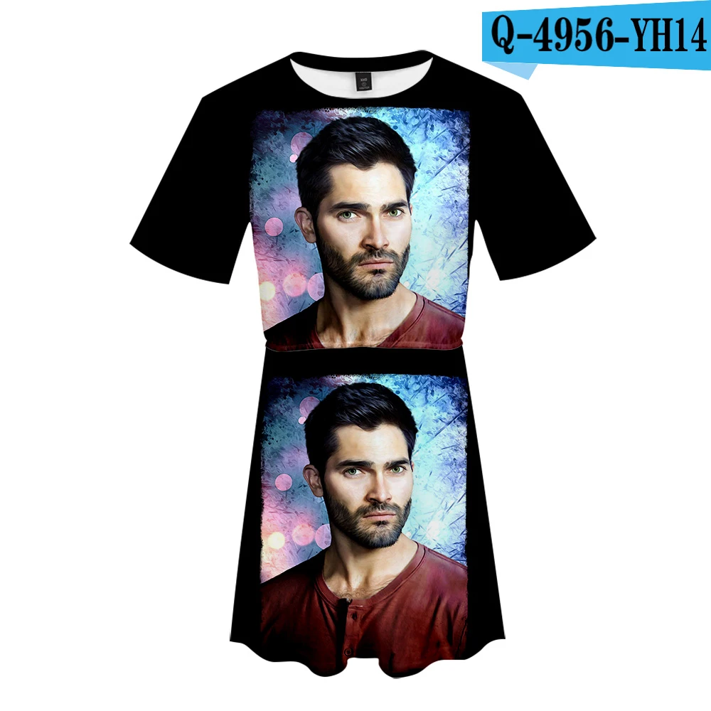 Derek hale/костюм с короткой юбкой,, 2 футболки с короткими рукавами и короткая юбка, костюм из двух предметов, высокое качество, повседневные комплекты одежды Derek hale - Цвет: G