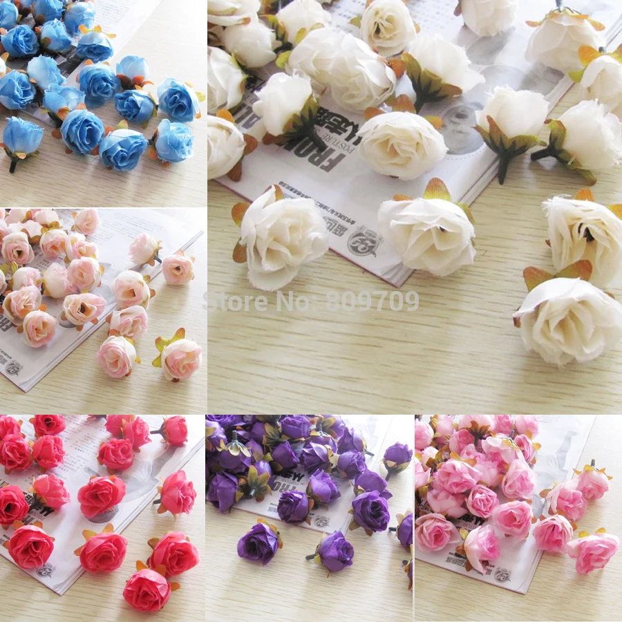 240pcs/Lot Artificial Silk Rose Bud 1.0" Flower Heads Lifelike Wedding Home Party Decoration, 16