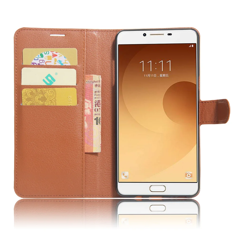 

Litchi Texture Flip Leather Cover Case for Samsung Galaxy C9 Pro Wallet Style Magnetic Protective Shell With Stand Function