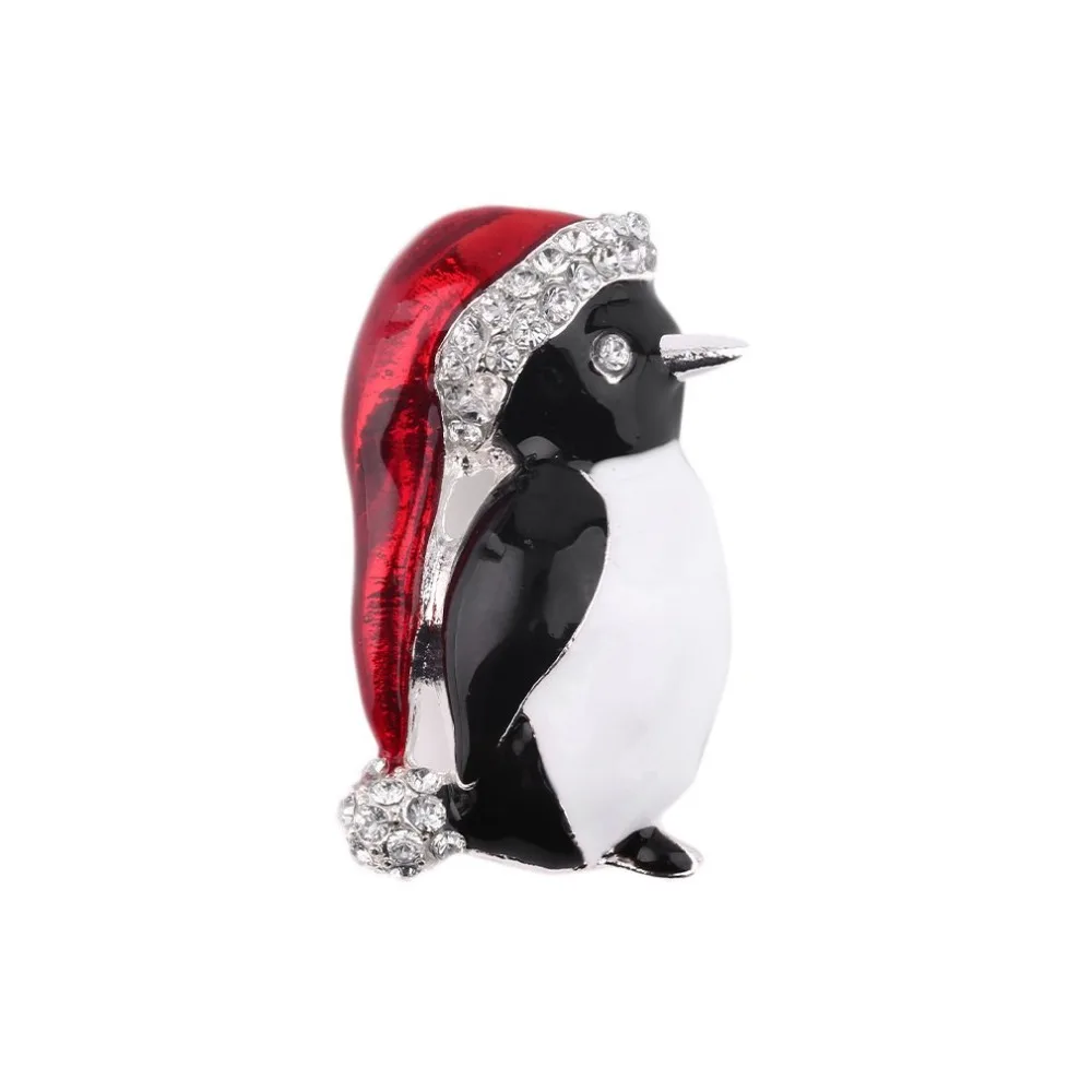 

GENBOLI Crystal Rhinestone Heart Christmas Wreath Crutches Chain Penguin Skiing Snowman Brooch Pin Christmas Gift Scarf