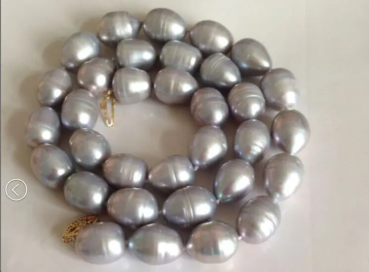 

Wholesale FREE SHIPPING >>> huge 12-13mm Australian south sea gray pearl necklace 18inch
