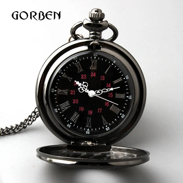 Retro Bronze Vintage Pocket Watch Necklace Chain Pendant Black Antique Steampunk Retro Bronze Vintage Pocket Watch Necklace Chain Pendant Black Antique Steampunk