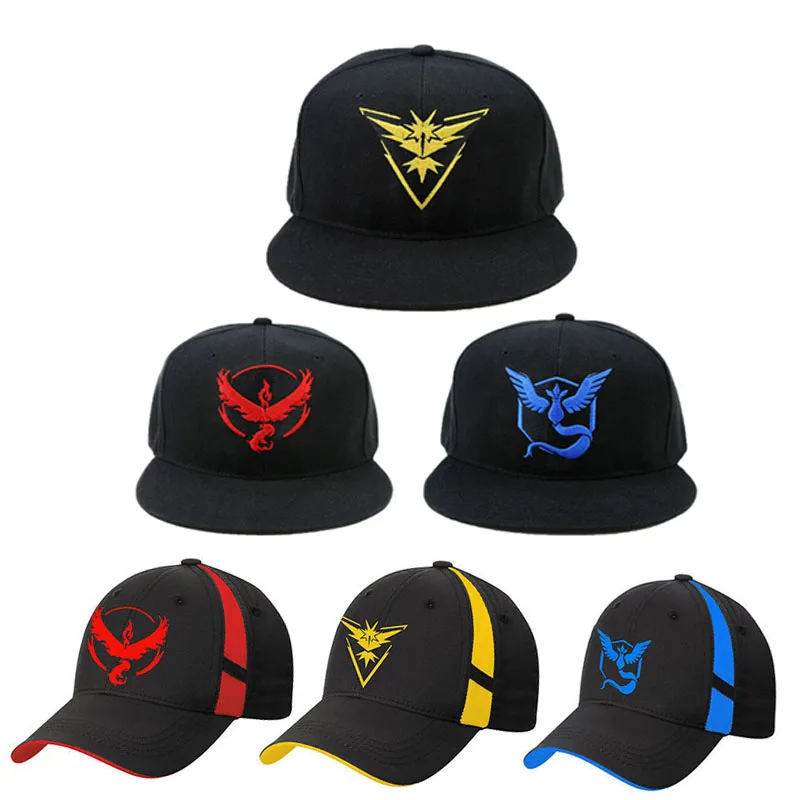 Косплей мобильная игра Pokemon Go Team Valor Team Mystic Team Instinct snapback Бейсболка Шляпа