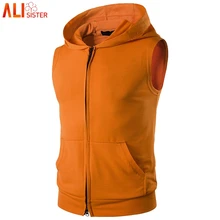 Мужская майка с капюшоном, мужская куртка для фитнеса, бодибилдинга, безрукавка, майка, рубашки, мужская одежда на молнии для тренажерного зала