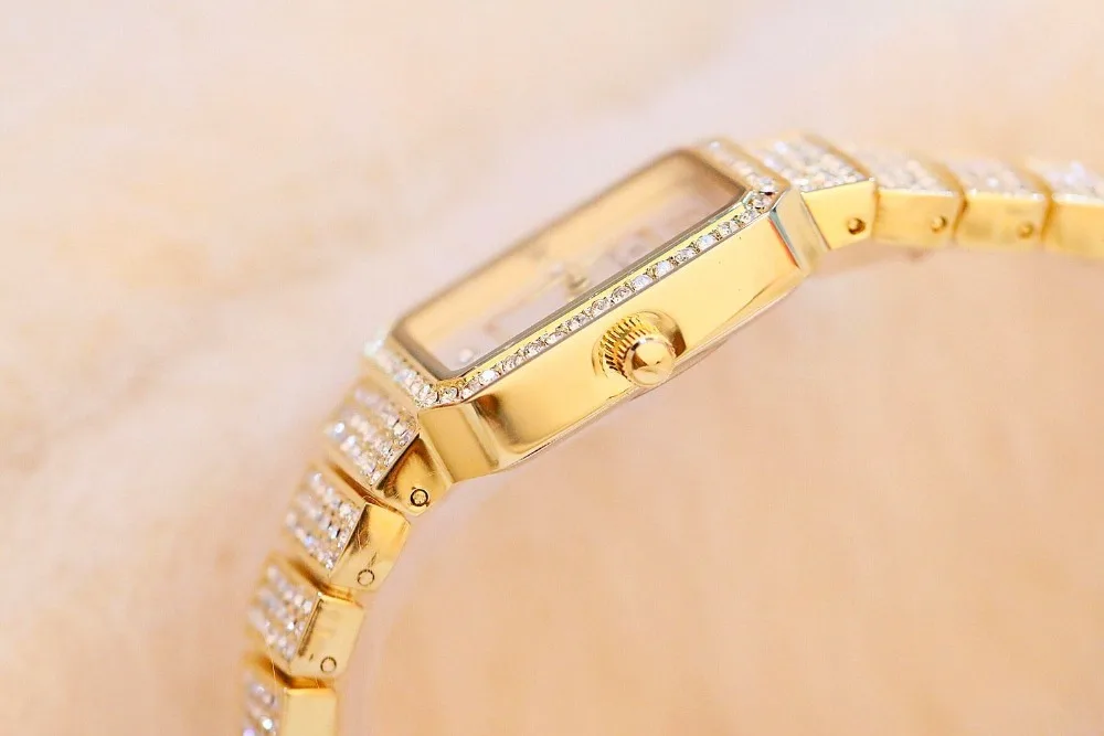 BS Роскошные Брендовые женские часы с прямоугольным циферблатом, женские модные нарядные часы для девушек, простые часы с золотым покрытием, часы Zegarek Damski
