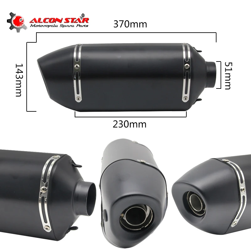 

Alconstar- 51mm Motorcycle Motocross Exhaust Muffler Pipe Escape GP Dirt Bike Racing with DB Killer MT07 MT09 Z800 Z1000 YZF CBR