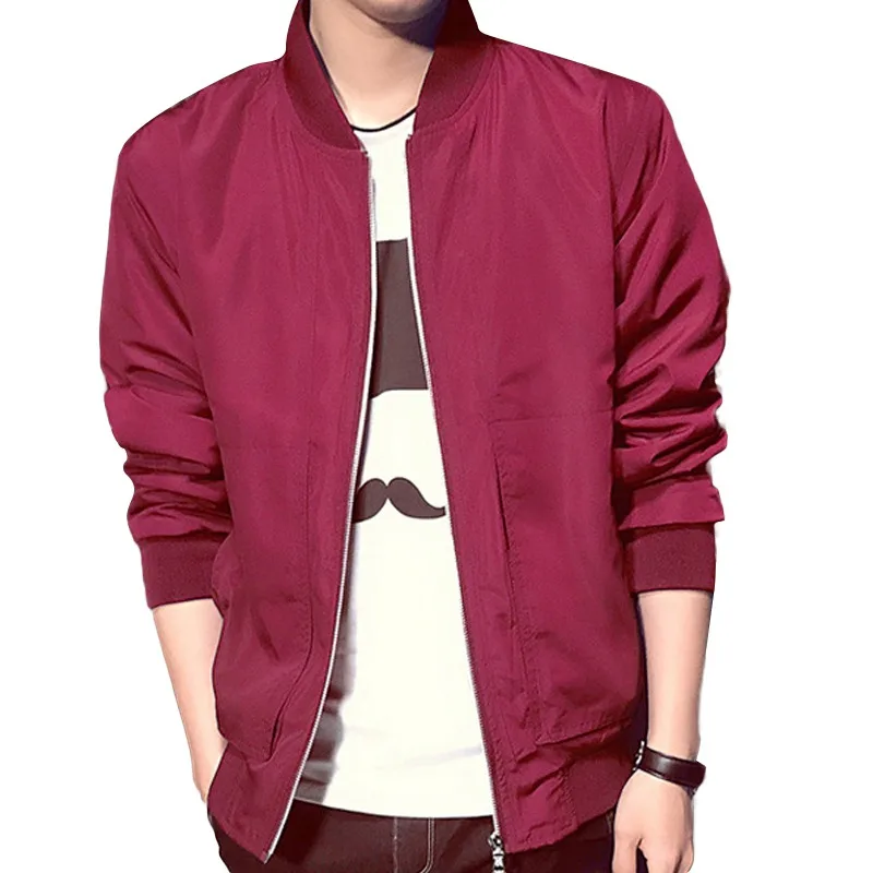 Spring Autumn Men s Slim Stand Collar Red Blue Dark Color Jackets Coats Male Casual Jacket