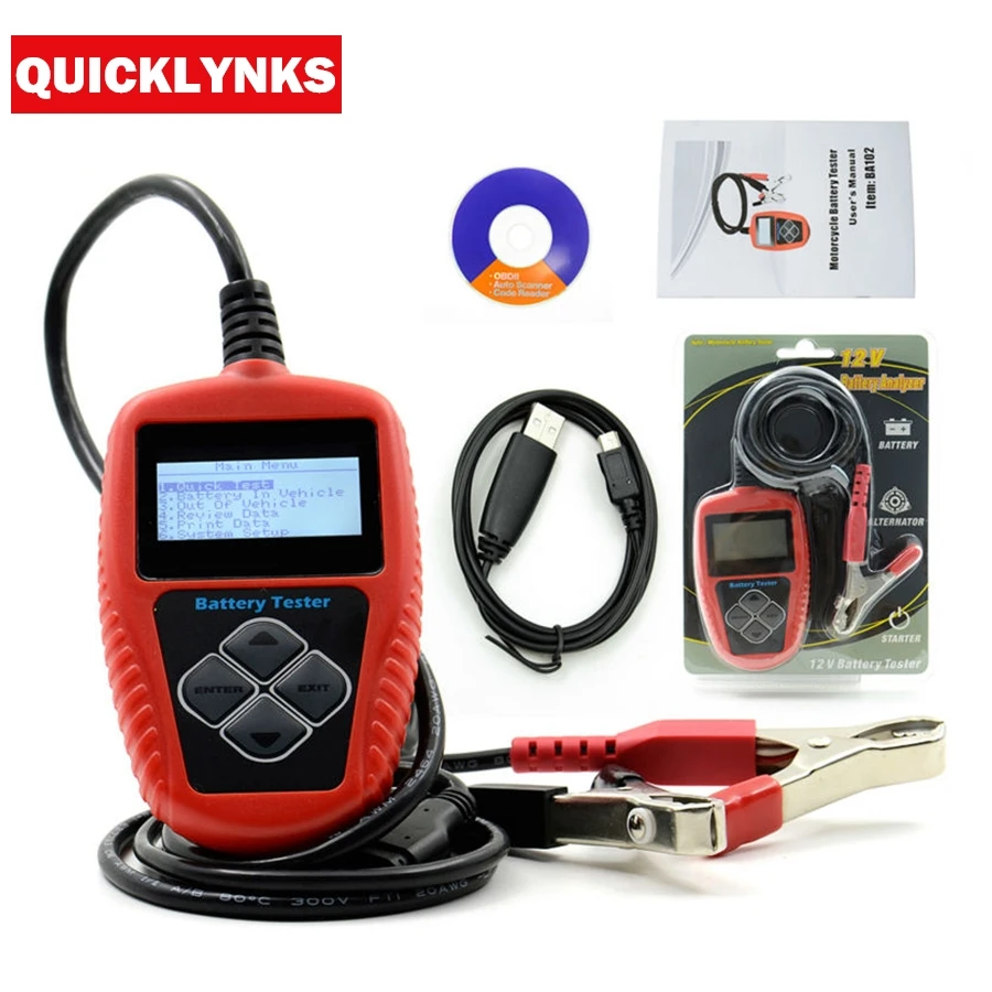 Оригинальный тестер аккумуляторной батареи QUICKLYNKS BA102 ЖК дисплей 12 В анализ срока