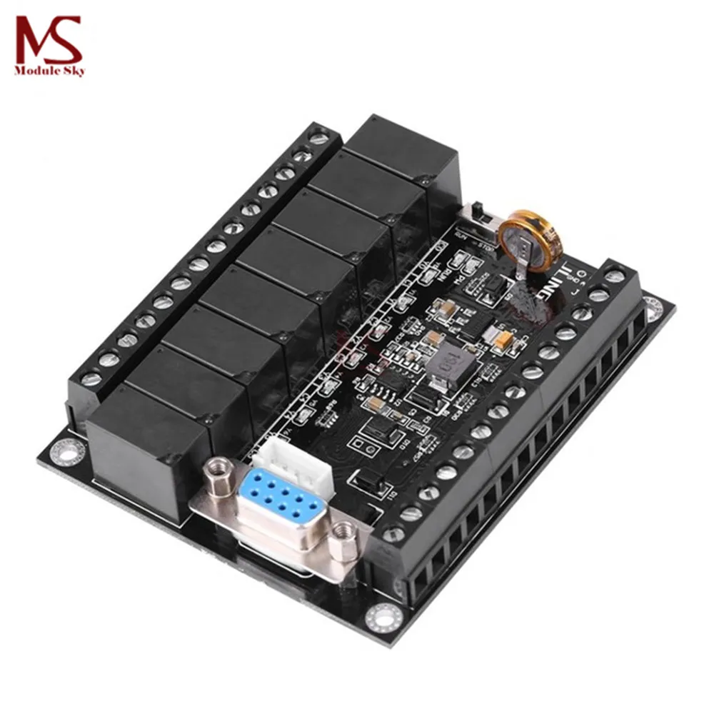 

DC 24V PLC Regulator FX1N-20MR Industrial Control Board Programmable Logic Controller Black