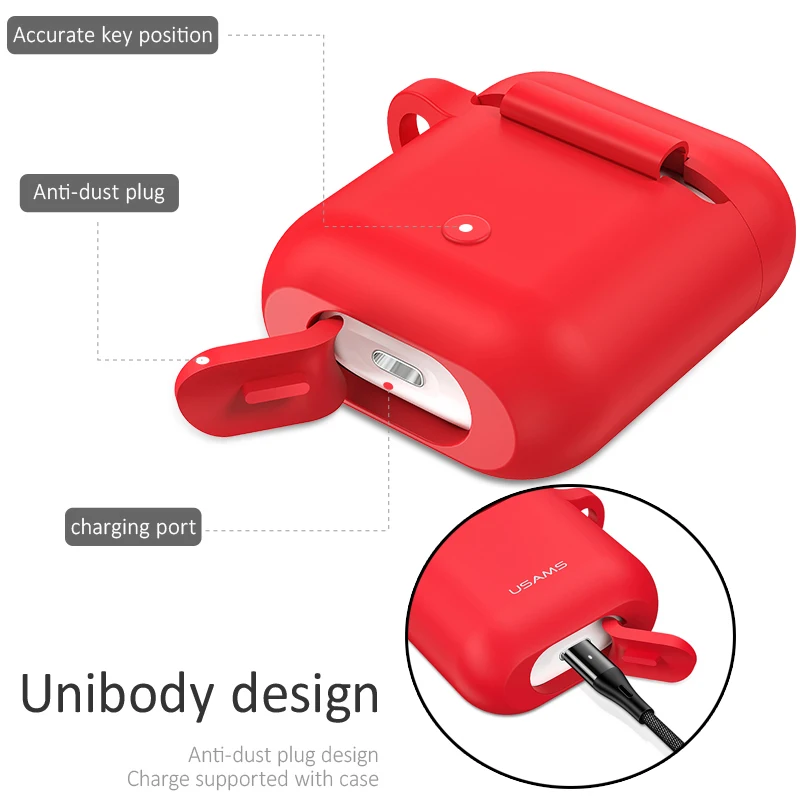 USAMS светящийся чехол для AirPods мягкий силиконовый защитный наушников Air Pods и
