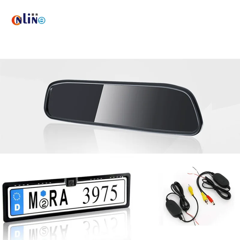 

Car electronics 4.3" Color digital TFT LCD Screen Car Rearview Mirror Monitor&2.4G Wireless Backup Rear licence plate Camera Cam